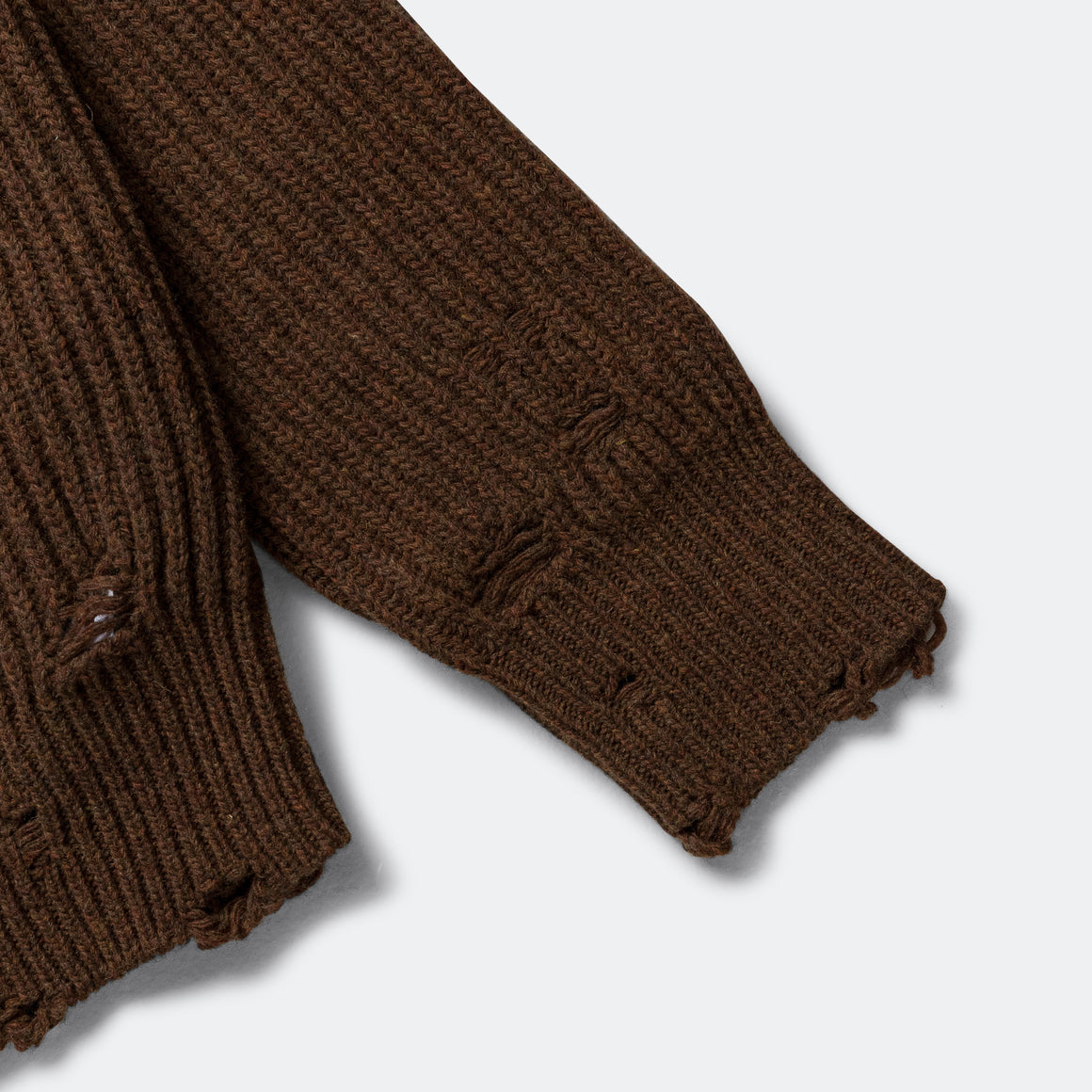 MM6 - Distressed Zip-Up Knit - Beige Melange - UP THERE