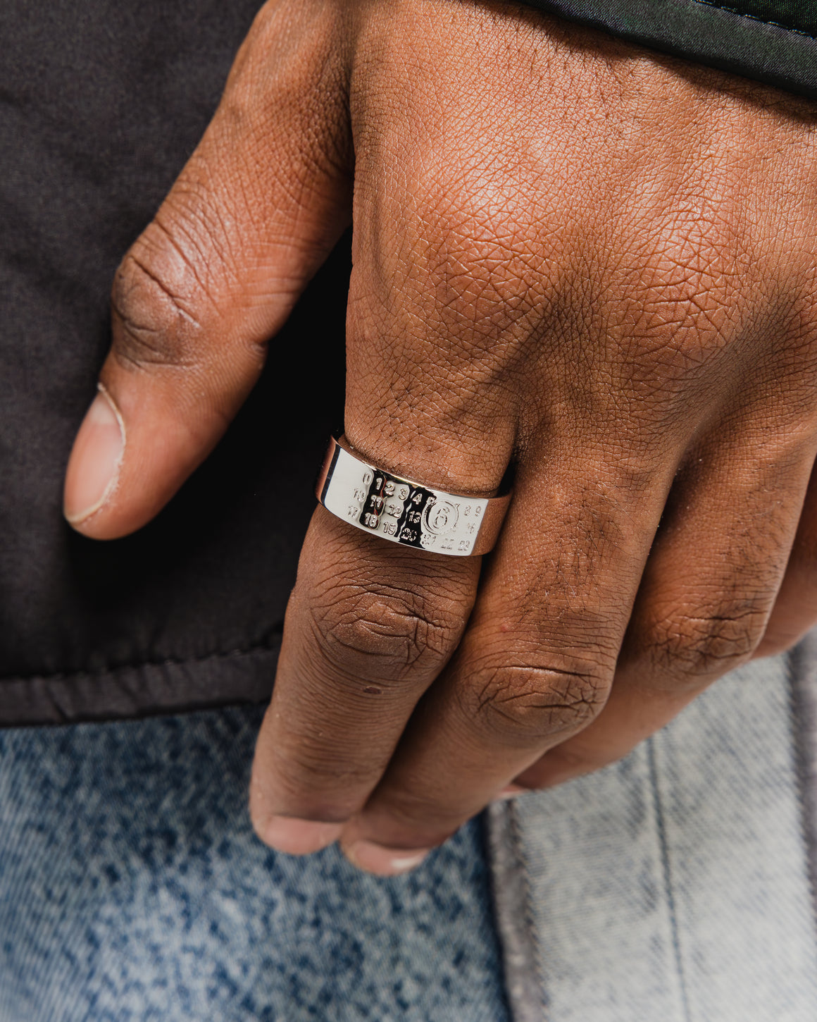 MM6 - Minimal Logo 8mm Ring - Silver Toned Brass - UP THERE