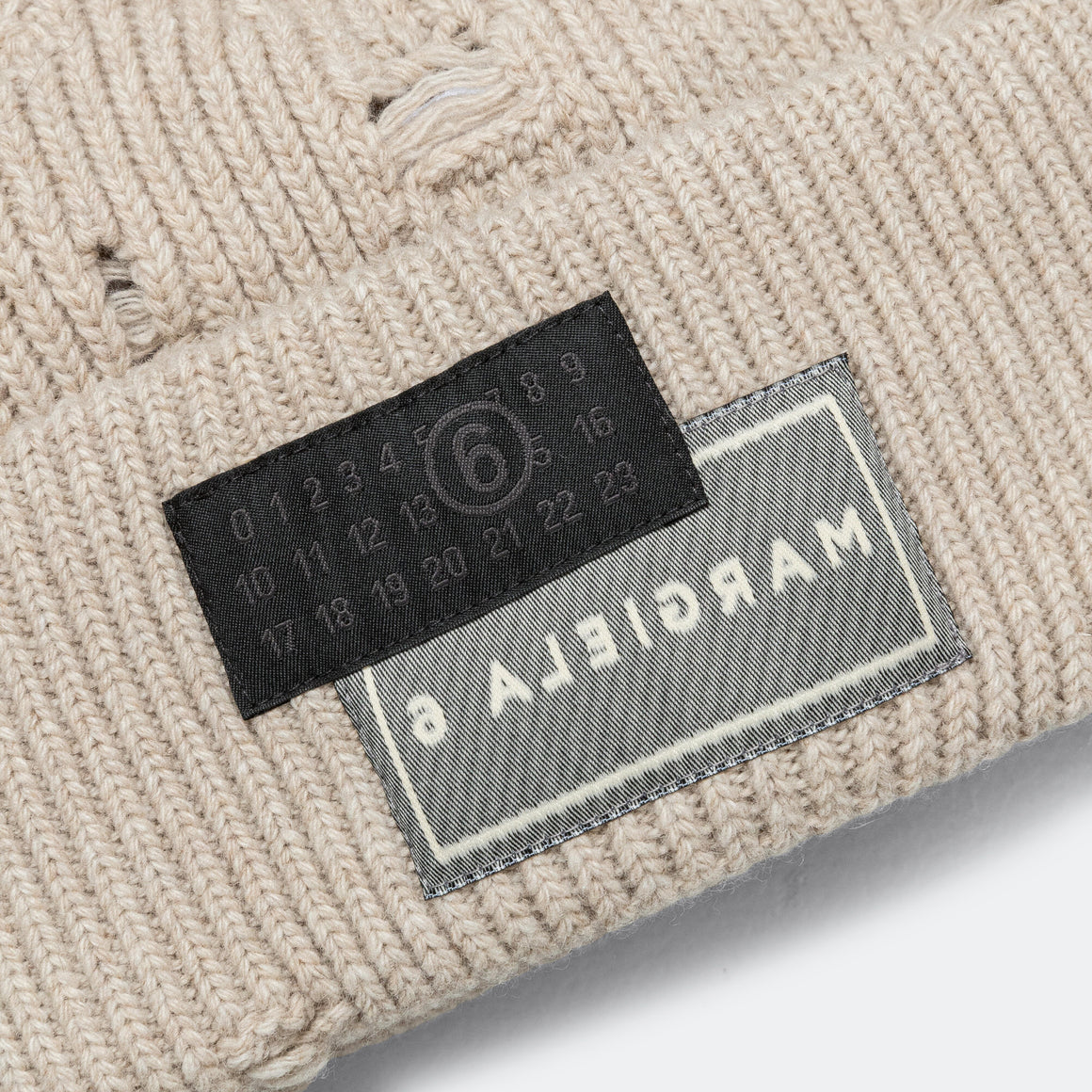 MM6 - Logo Beanie - Beige Melange - UP THERE