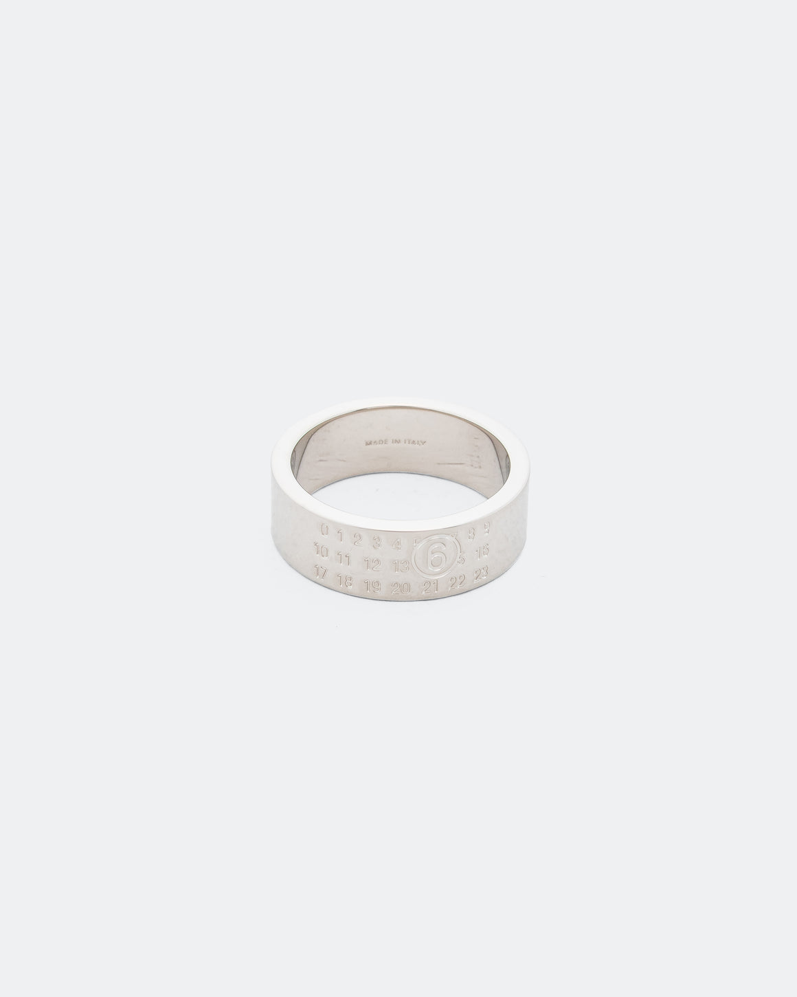 MM6 - Minimal Logo 8mm Ring - Shiny Palladium - UP THERE
