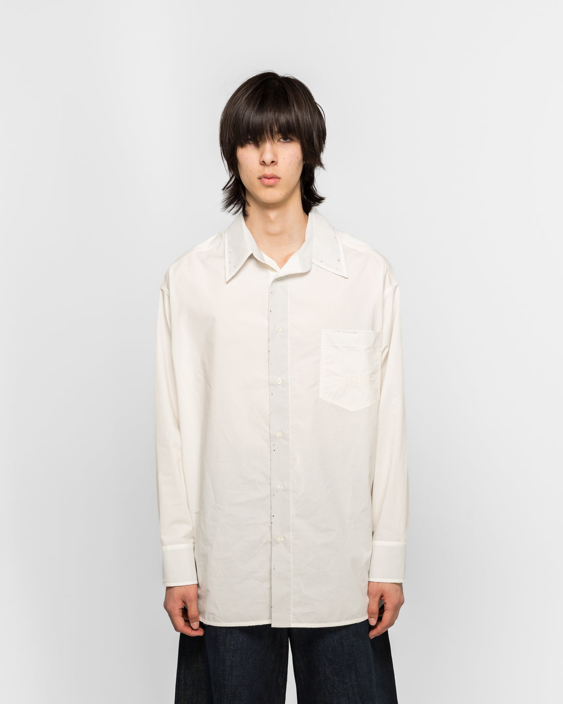 MM6 - Oxford Long-Sleeved Shirt - Off White - UP THERE