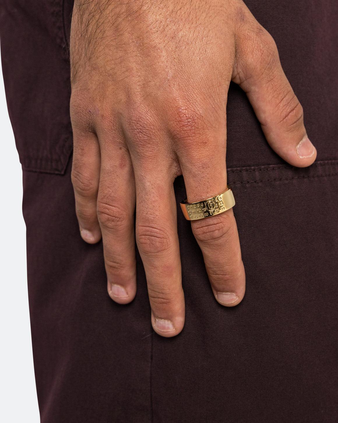 MM6 - Minimal Logo 3mm Ring - Yellow Gold Brass - UP THERE