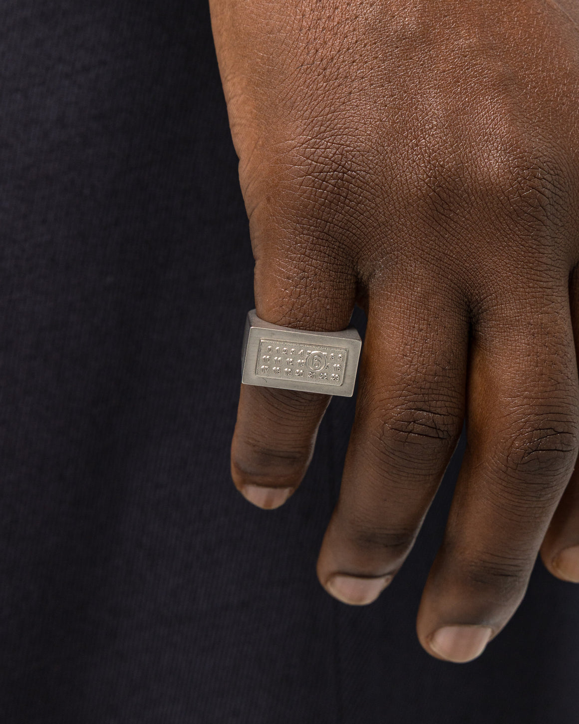 MM6 - Minimal Logo 4mm Ring - Silver Toned Brass - UP THERE