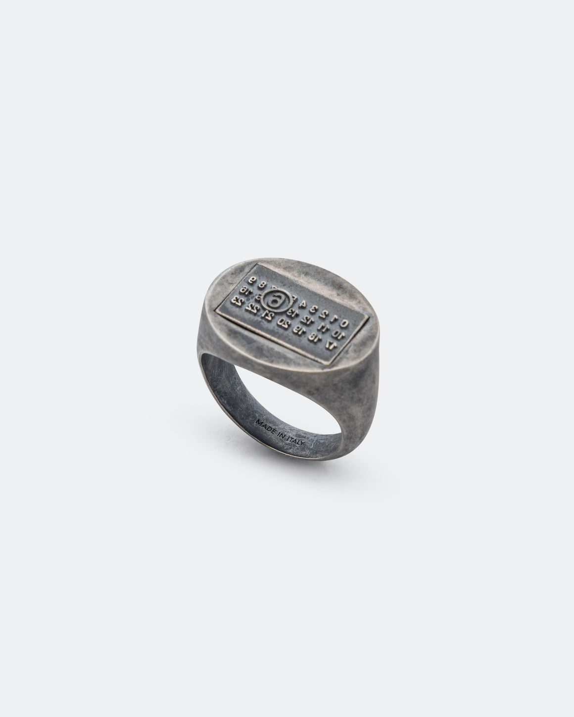 MM6 - Minimal Logo 4mm Signet Ring - Silver Toned Brass - UP THERE