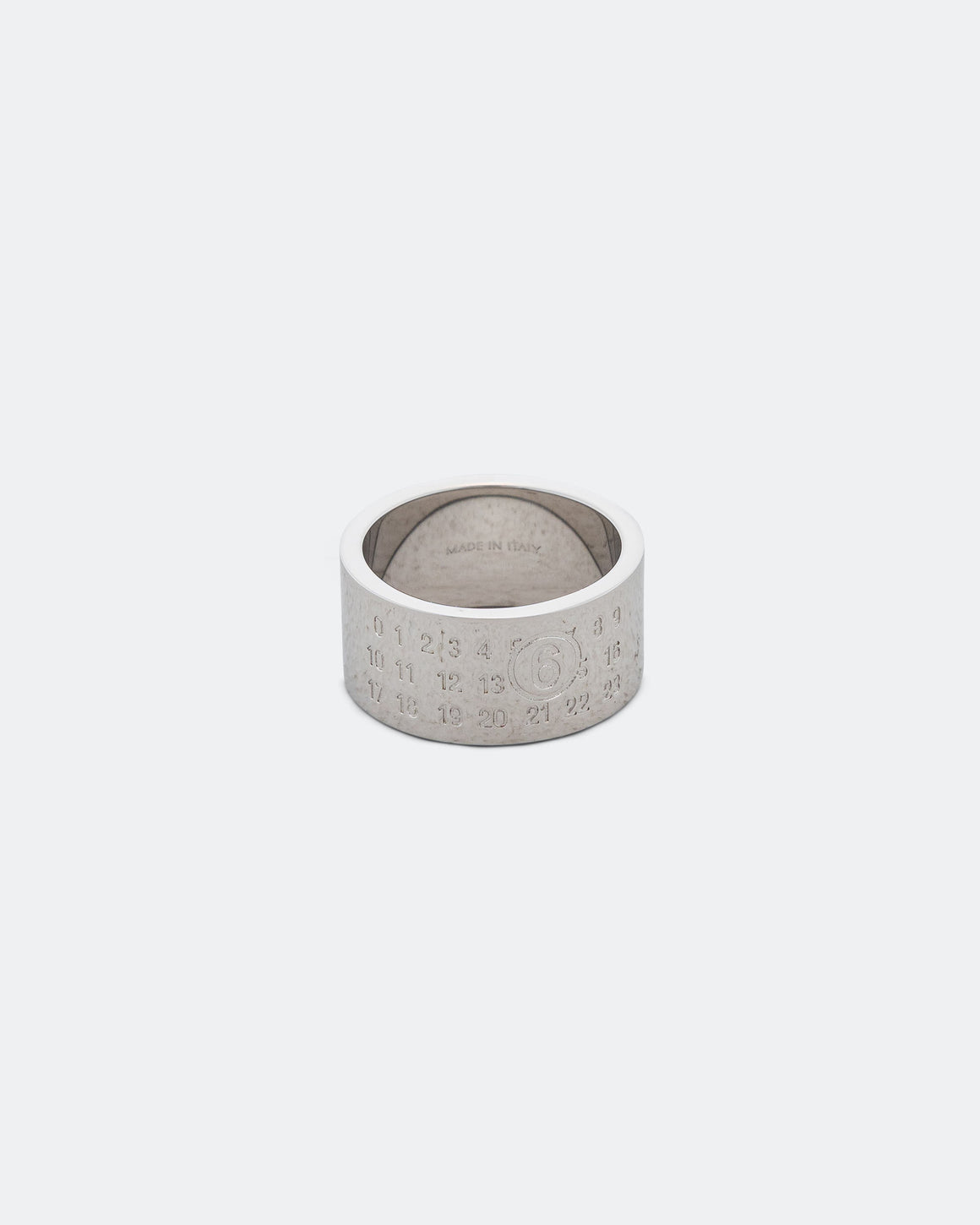 MM6 - Minimal Logo Band Ring - Silver Toned Brass - UP THERE