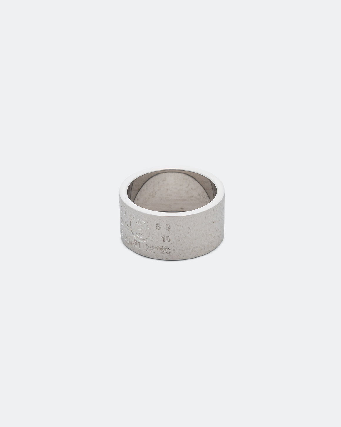 MM6 - Minimal Logo Band Ring - Silver Toned Brass - UP THERE