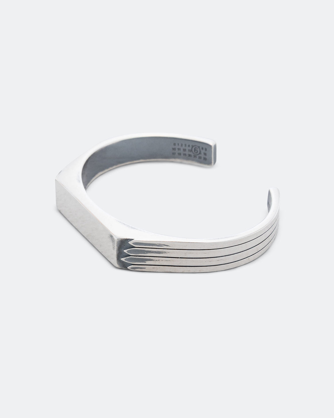 MM6 - Minimal Logo Cuff Bracelet - Silver Toned Brass - UP THERE