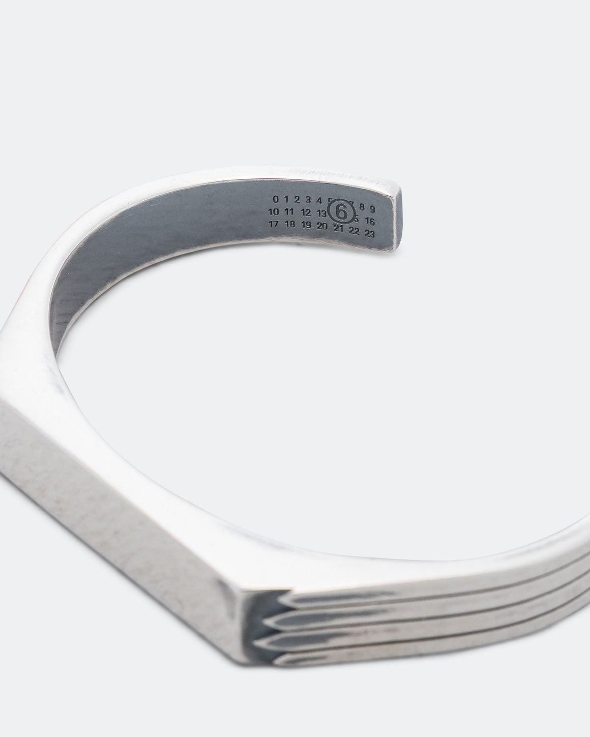 MM6 - Minimal Logo Cuff Bracelet - Silver Toned Brass | UP THERE
