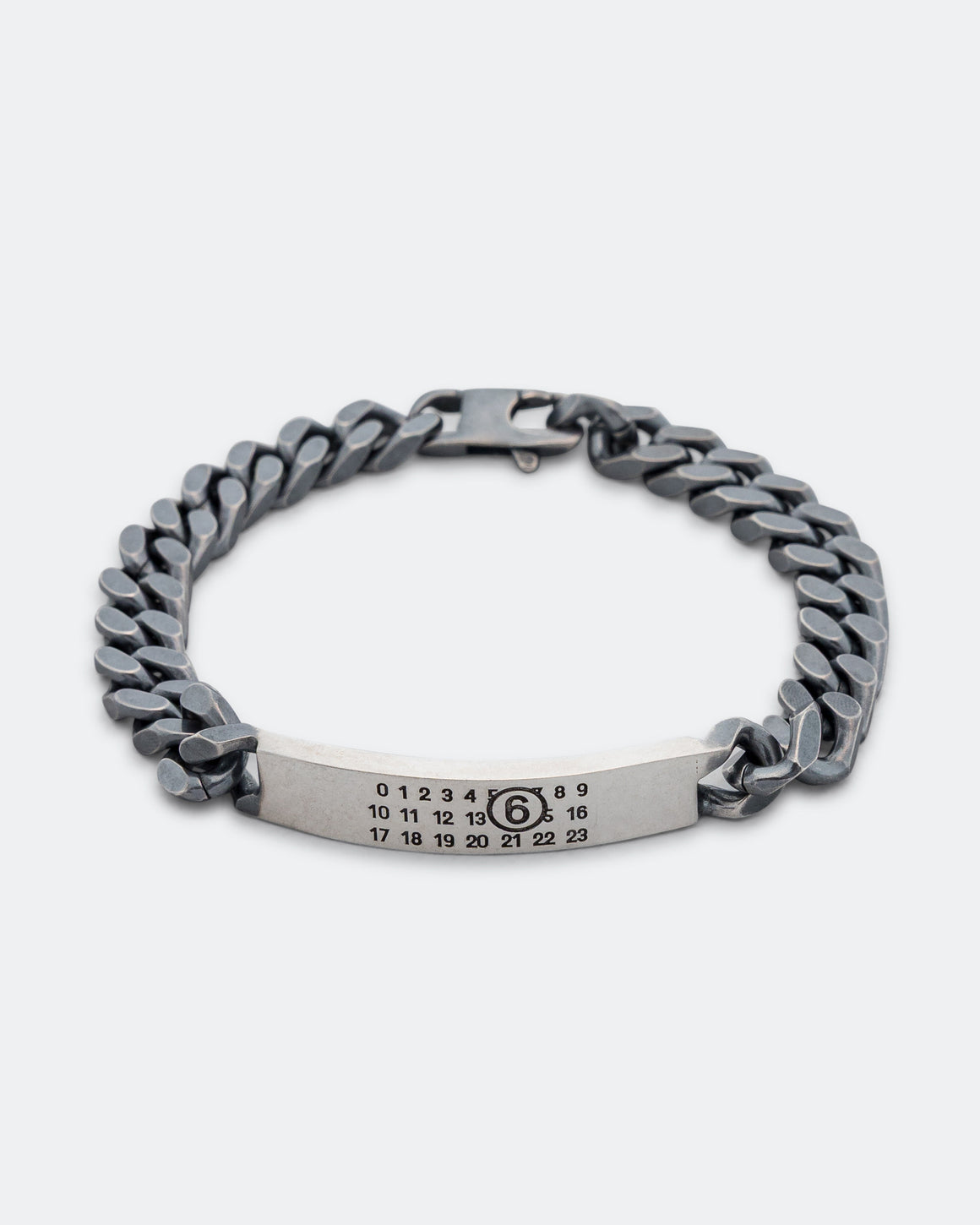 MM6 - Minimal Logo Curb Bracelet - Silver Toned Brass - UP THERE