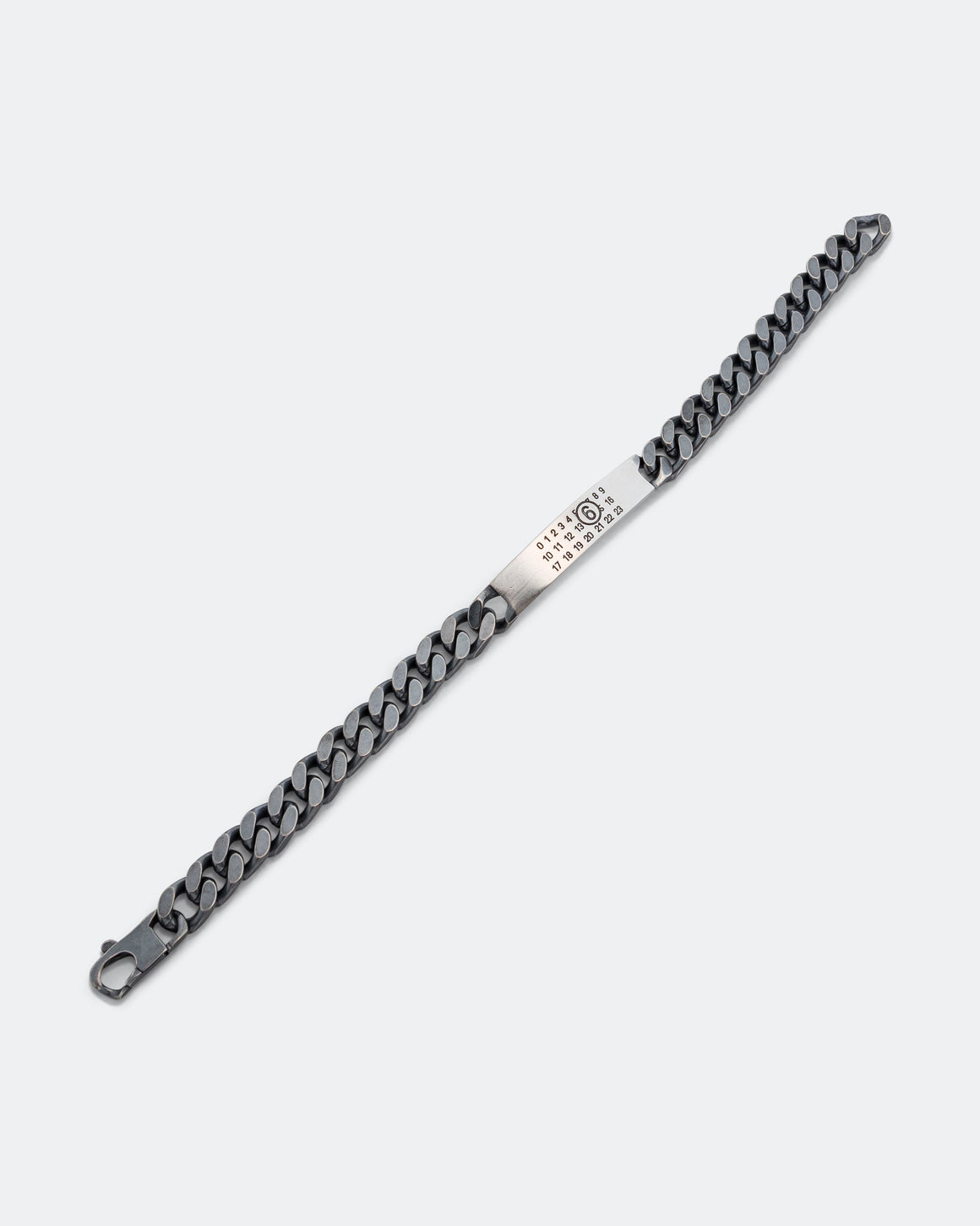 MM6 - Minimal Logo Curb Bracelet - Silver Toned Brass - UP THERE