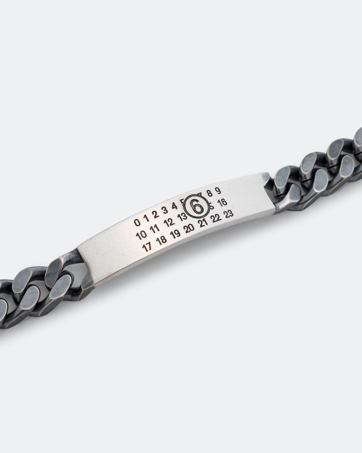 MM6 - Minimal Logo Curb Bracelet - Silver Toned Brass - UP THERE