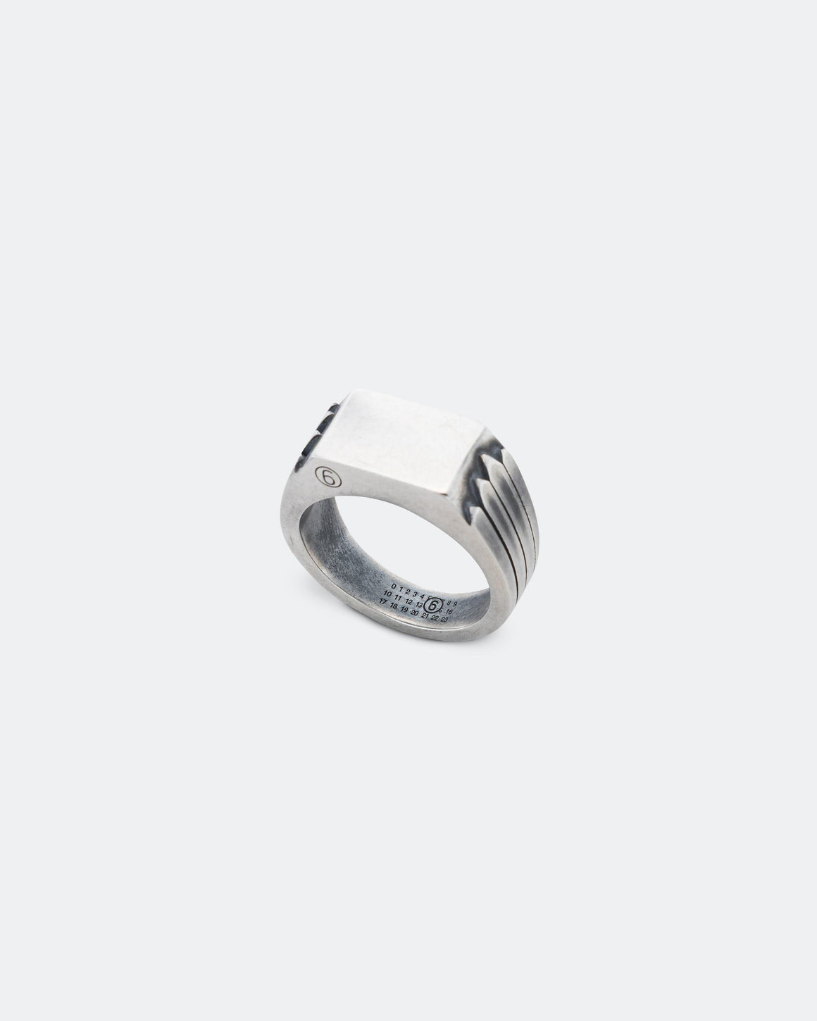 MM6 - Minimal Logo Navajo Ring - Silver Toned Brass - UP THERE