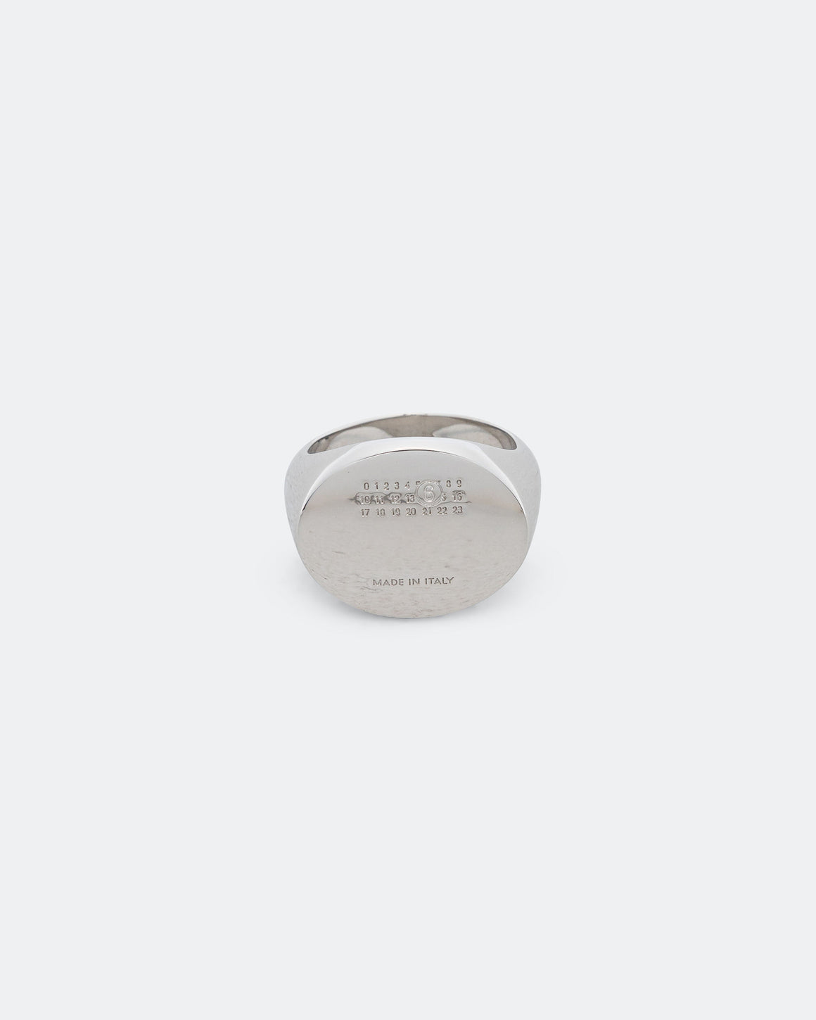MM6 - Minimal Logo Signet Ring - Silver Toned Brass - UP THERE