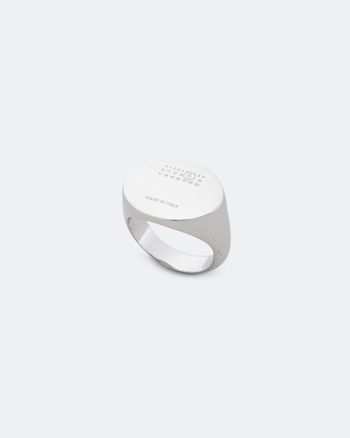 MM6 - Minimal Logo Signet Ring - Silver Toned Brass - UP THERE