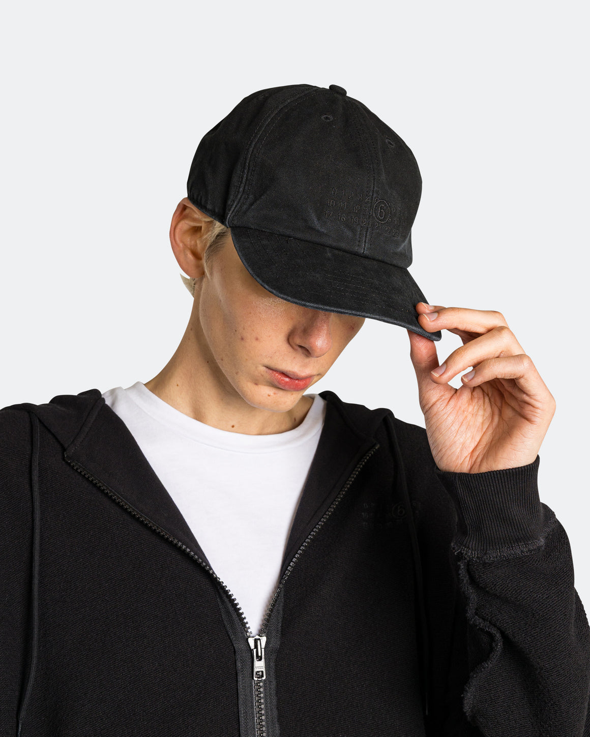 MM6 - Numeric Signature Cap Canvas - Washed Black - UP THERE