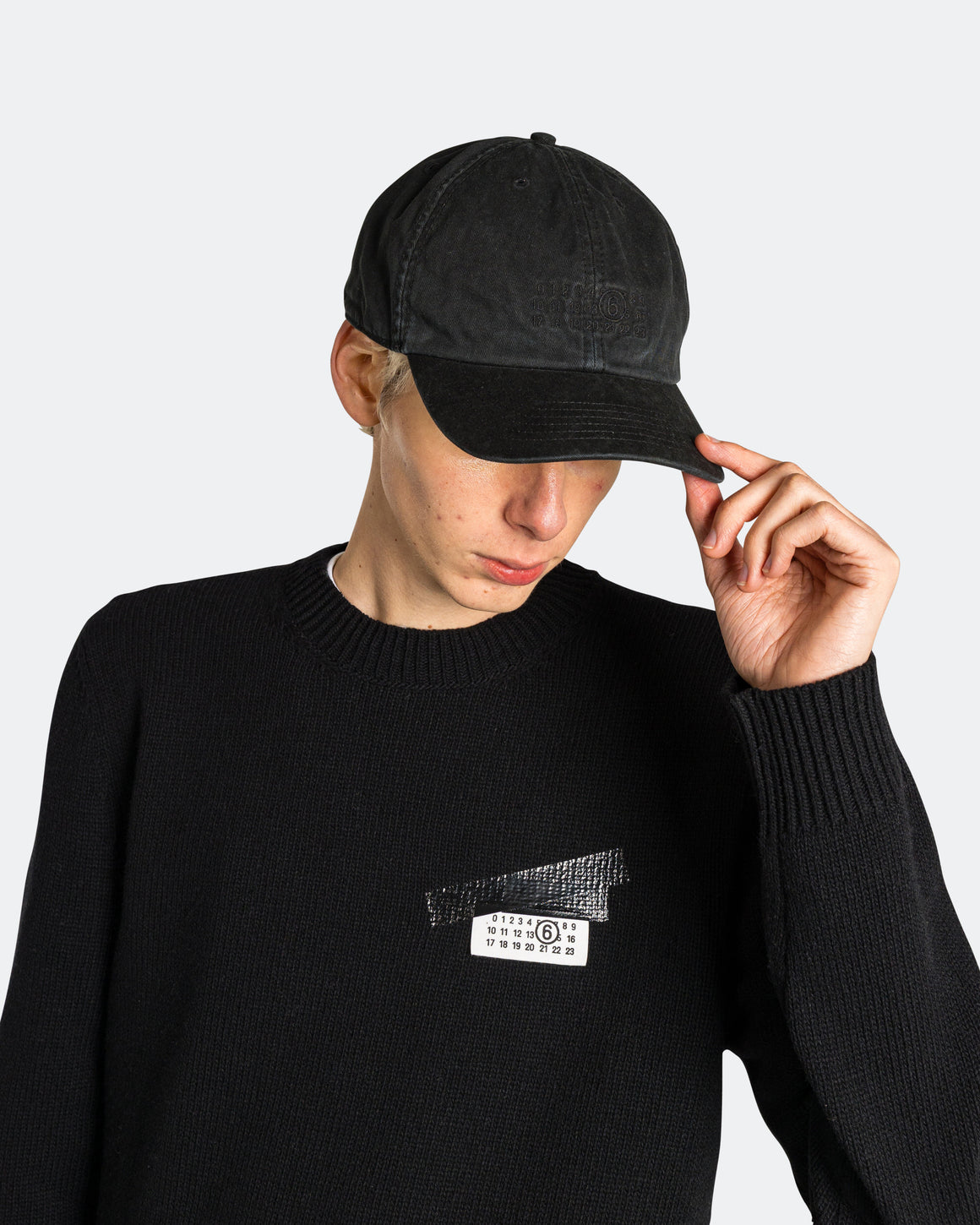 MM6 - Numeric Signature Cap Twill - Washed Black Medium - UP THERE