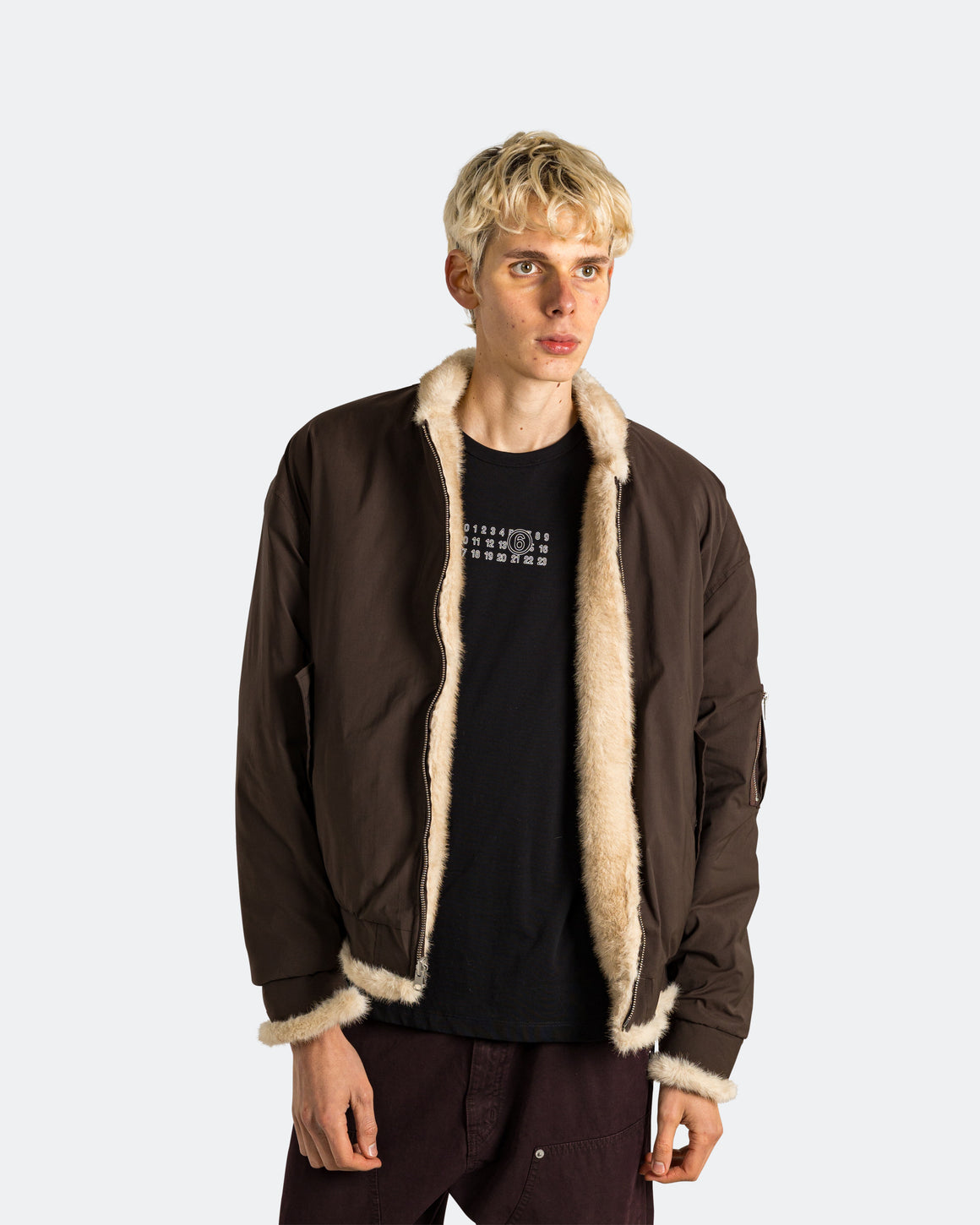 MM6 - Sherpa Lined Bomber Jacket - Brown - UP THERE