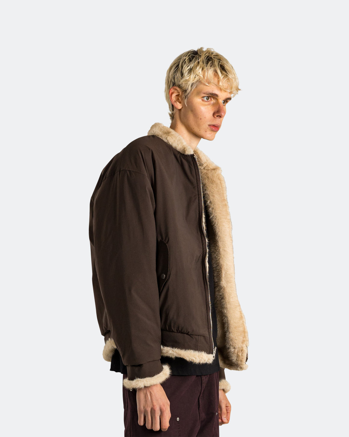 MM6 - Sherpa Lined Bomber Jacket - Brown - UP THERE