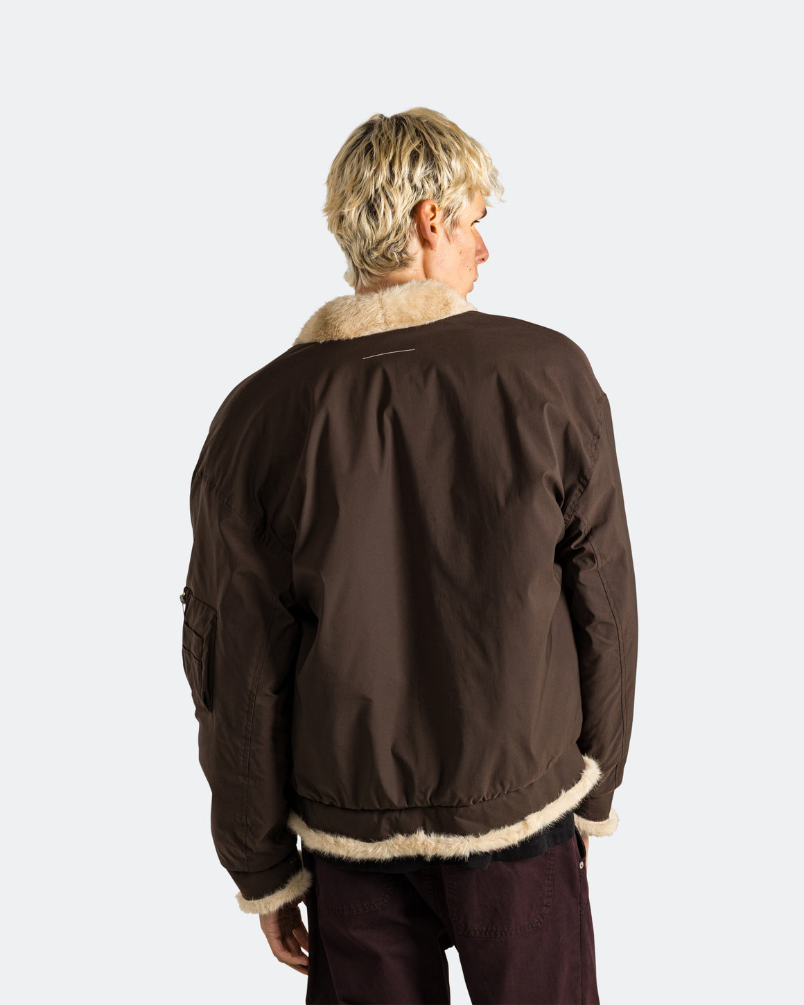 MM6 - Sherpa Lined Bomber Jacket - Brown - UP THERE