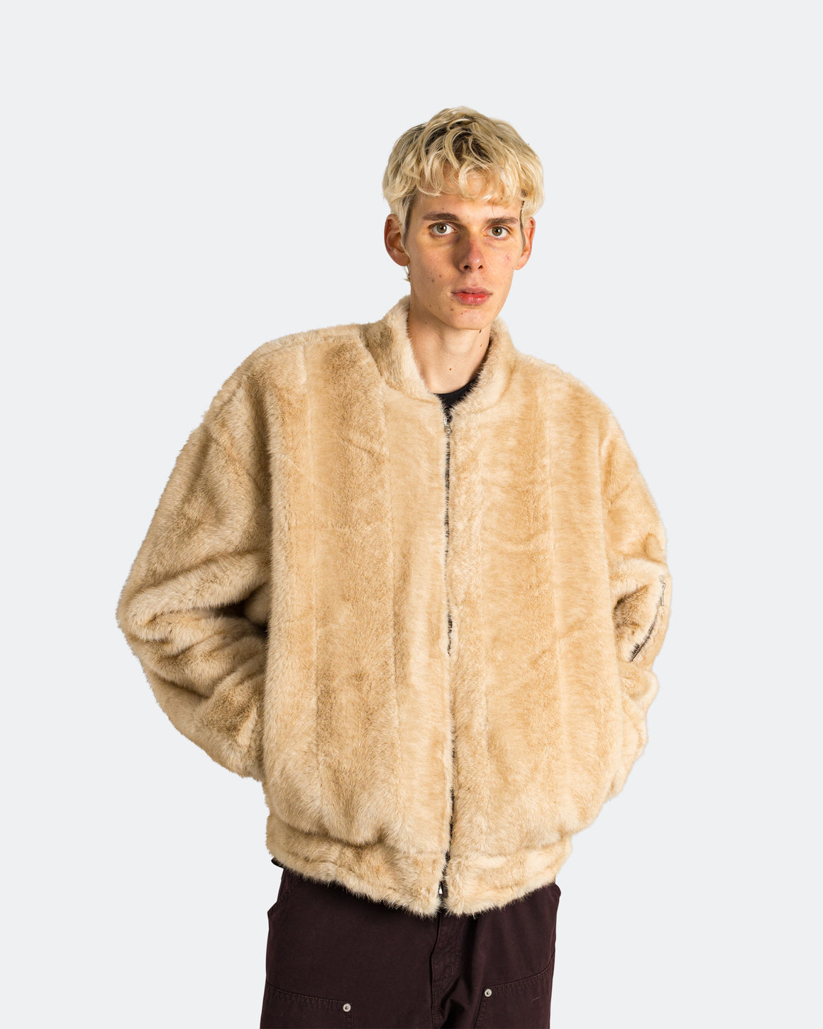 MM6 - Sherpa Lined Bomber Jacket - Brown - UP THERE