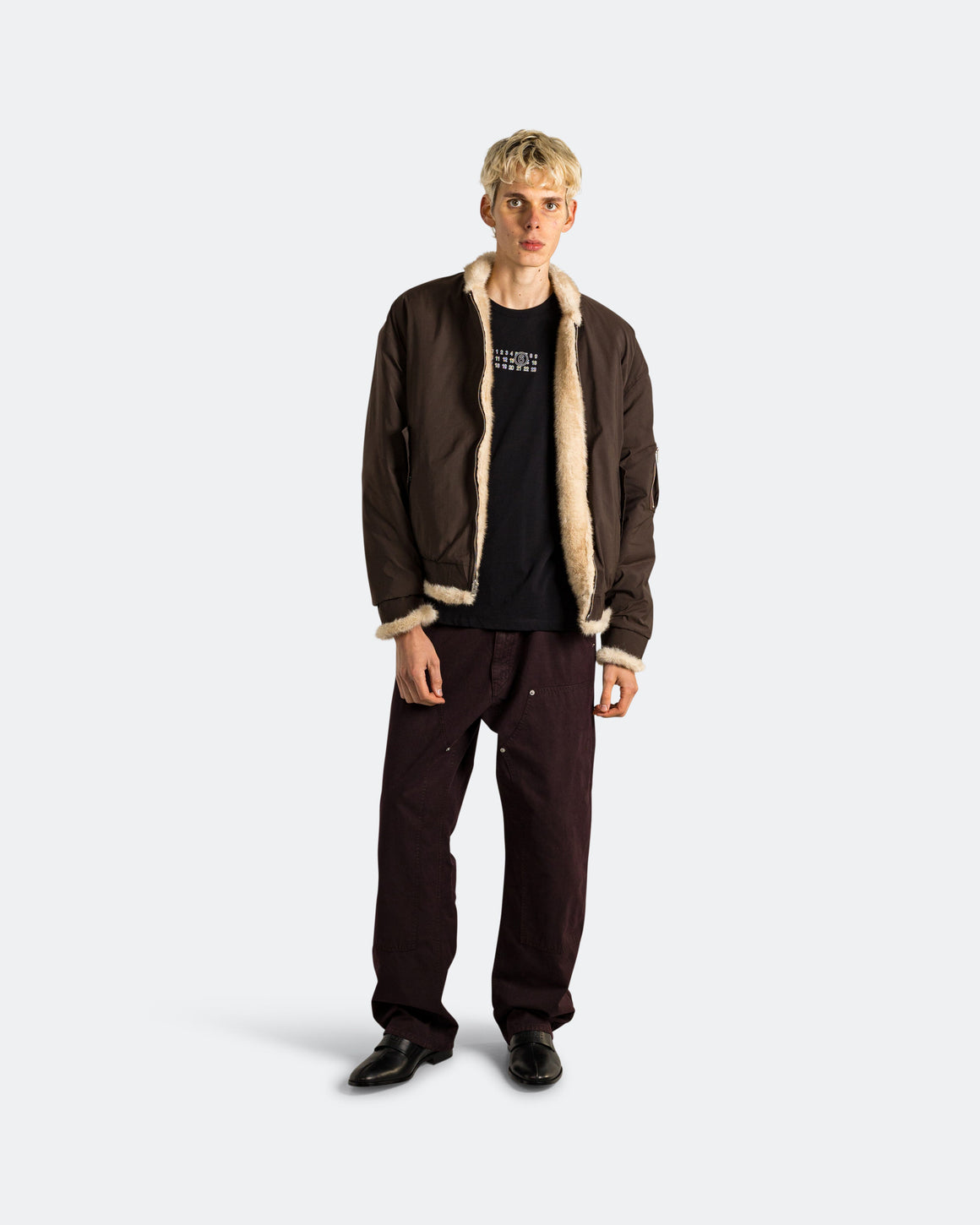 MM6 - Sherpa Lined Bomber Jacket - Brown - UP THERE