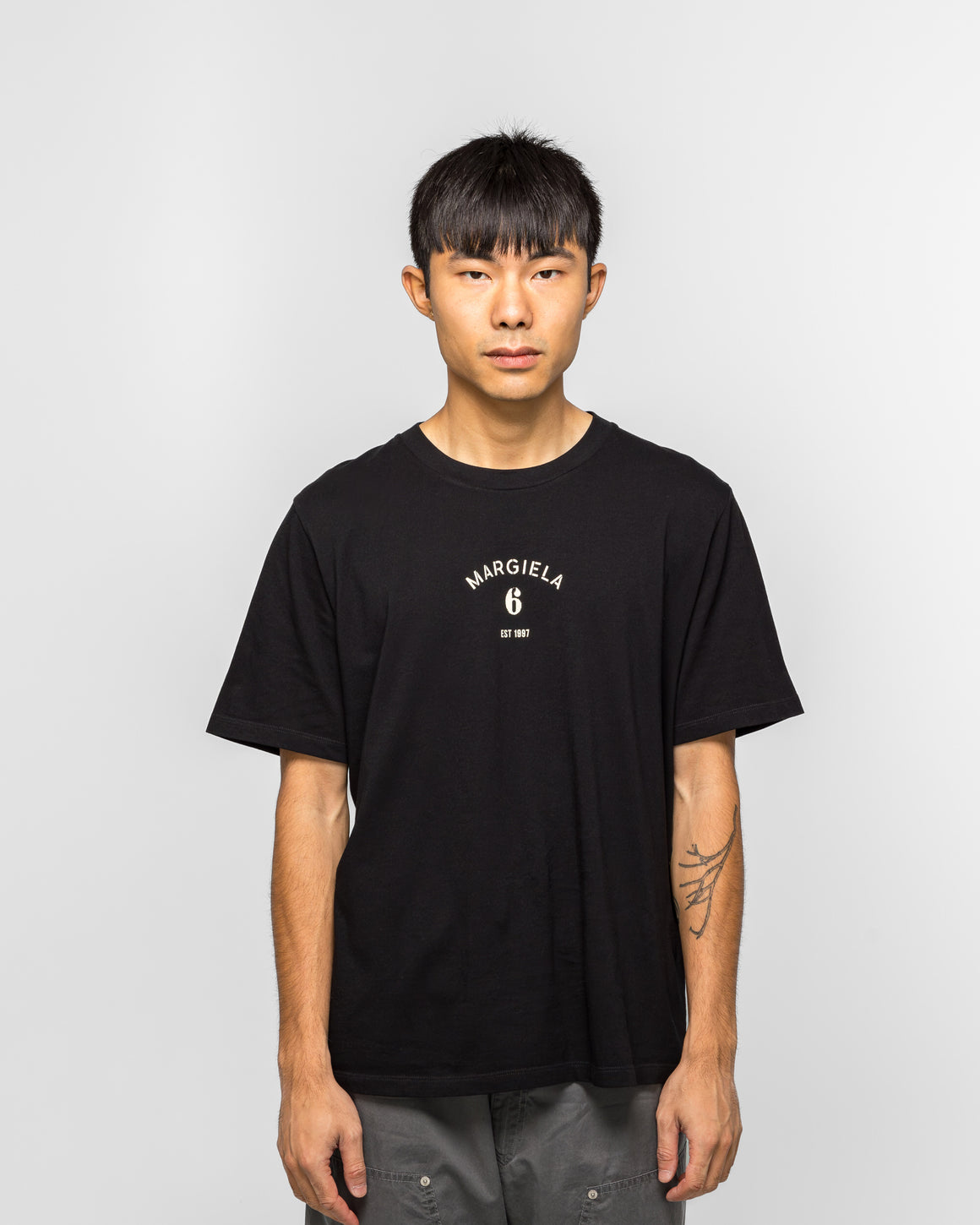 MM6 - Single Digit T-Shirt - Black Cotton Jersey - UP THERE