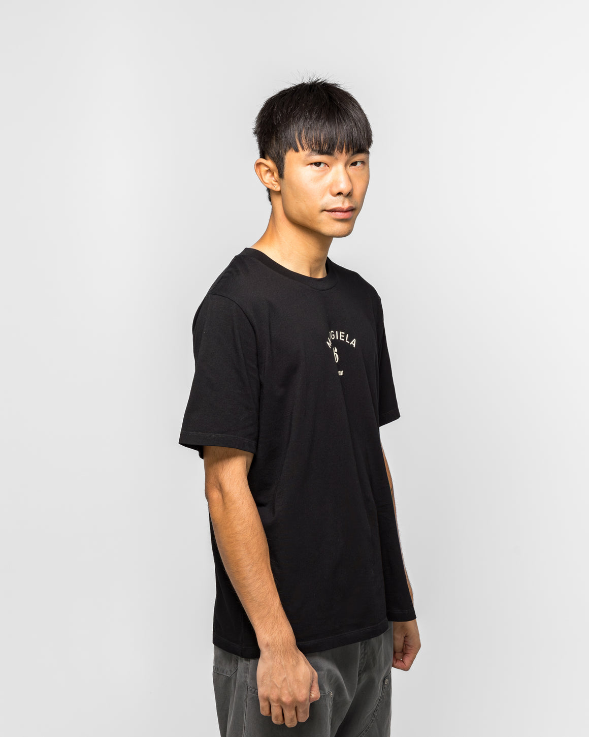 MM6 - Single Digit T-Shirt - Black Cotton Jersey - UP THERE