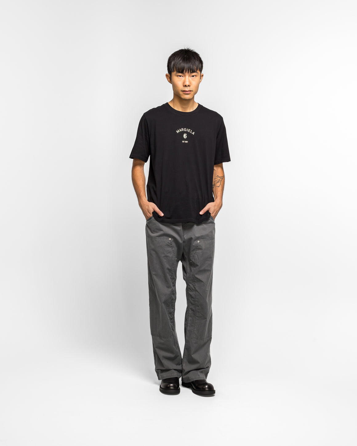 MM6 - Single Digit T-Shirt - Black Cotton Jersey - UP THERE