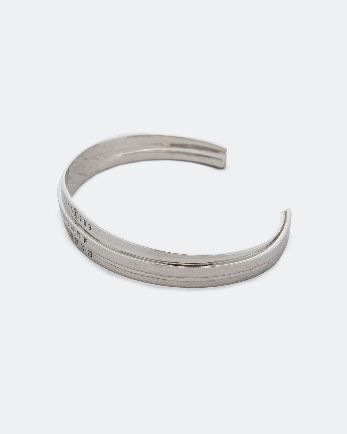 MM6 - Stacked Enamel Logo Cuff - Silver Toned Brass - UP THERE