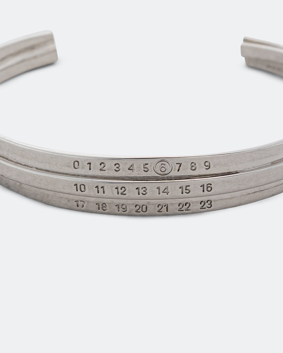 MM6 - Stacked Enamel Logo Cuff - Silver Toned Brass - UP THERE