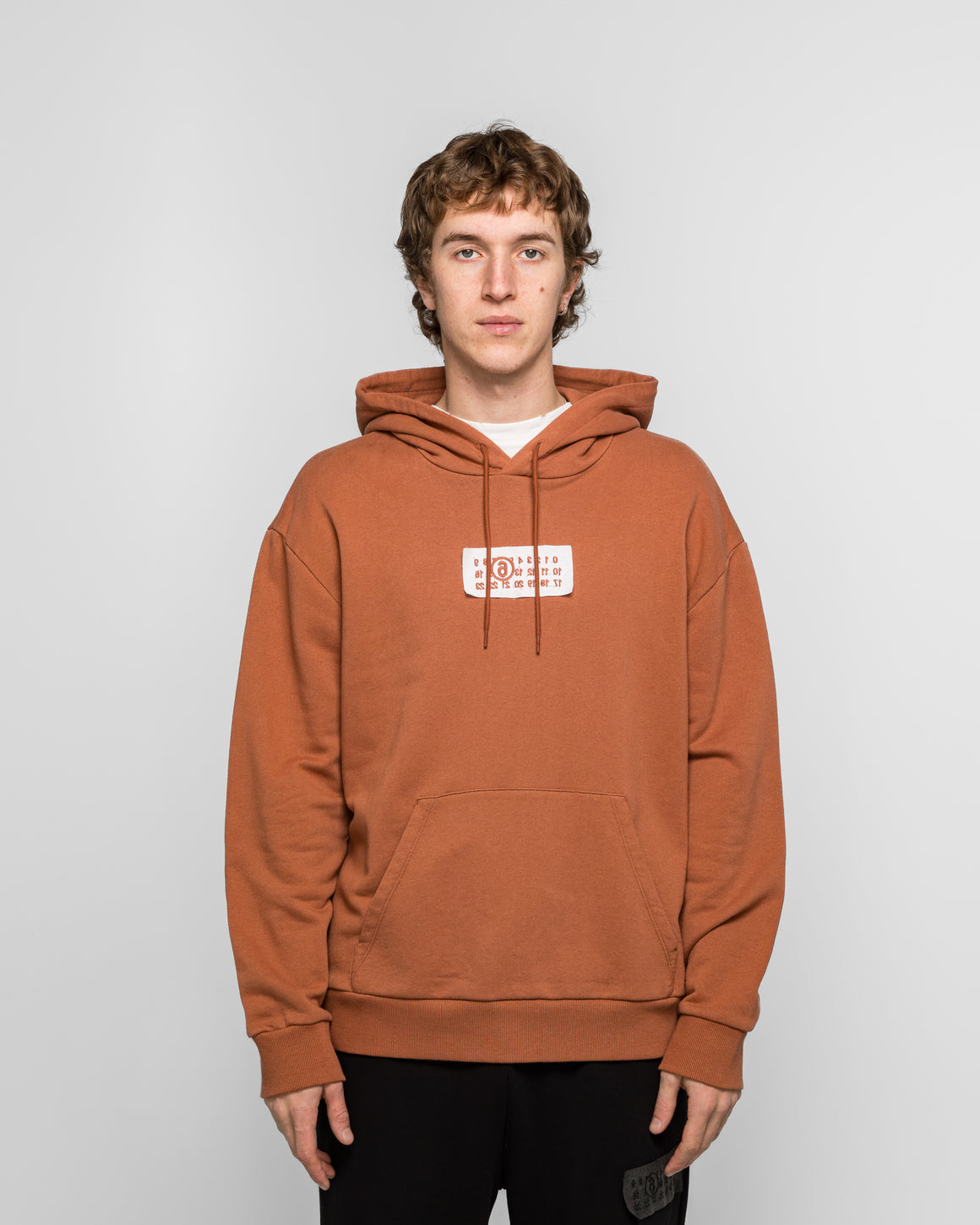 MM6 - Unbrushed Numeric Hoodie - Terracotta Red - UP THERE