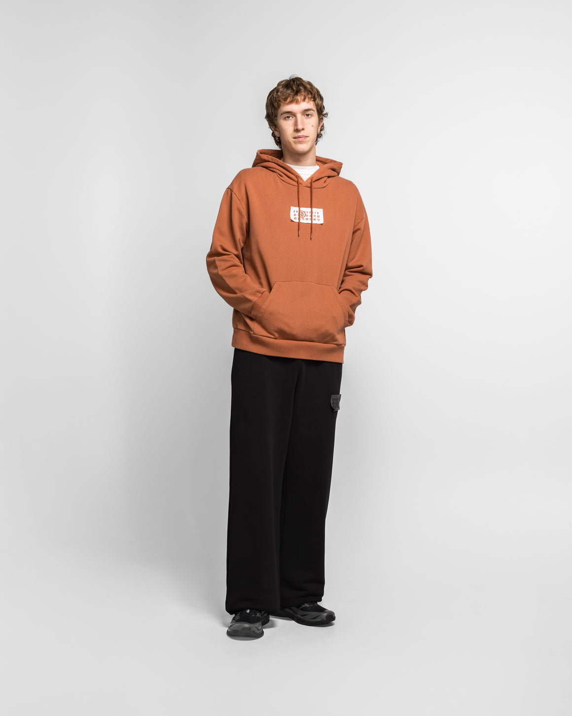MM6 - Unbrushed Numeric Hoodie - Terracotta Red - UP THERE