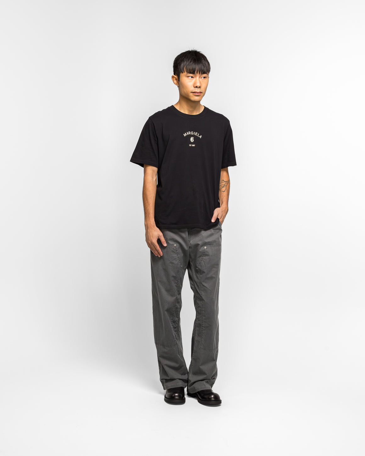 MM6 - Washed Cotton Double Knee Trousers - Anthracite - UP THERE