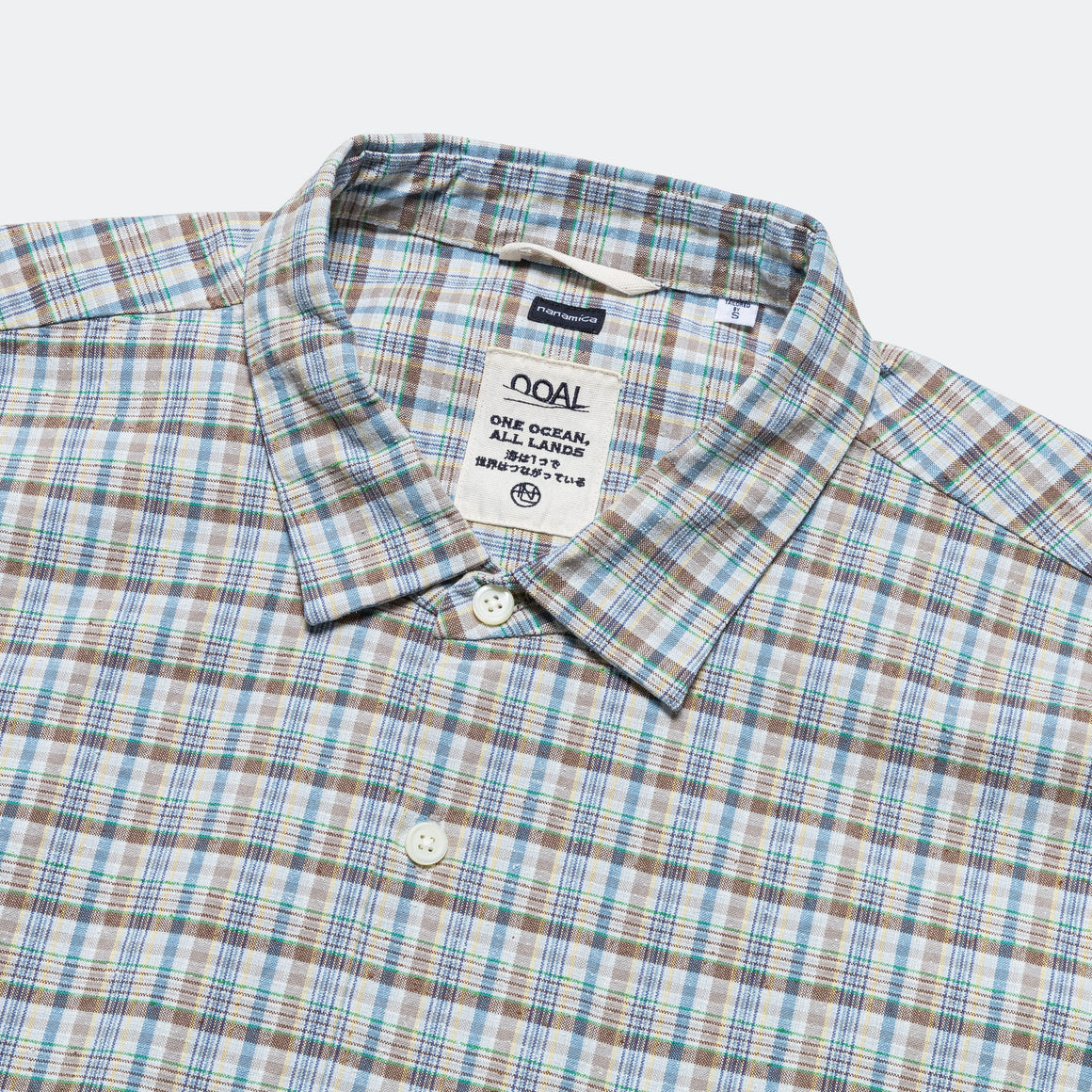 Cotton Silk Euro Check Shirt - Sax