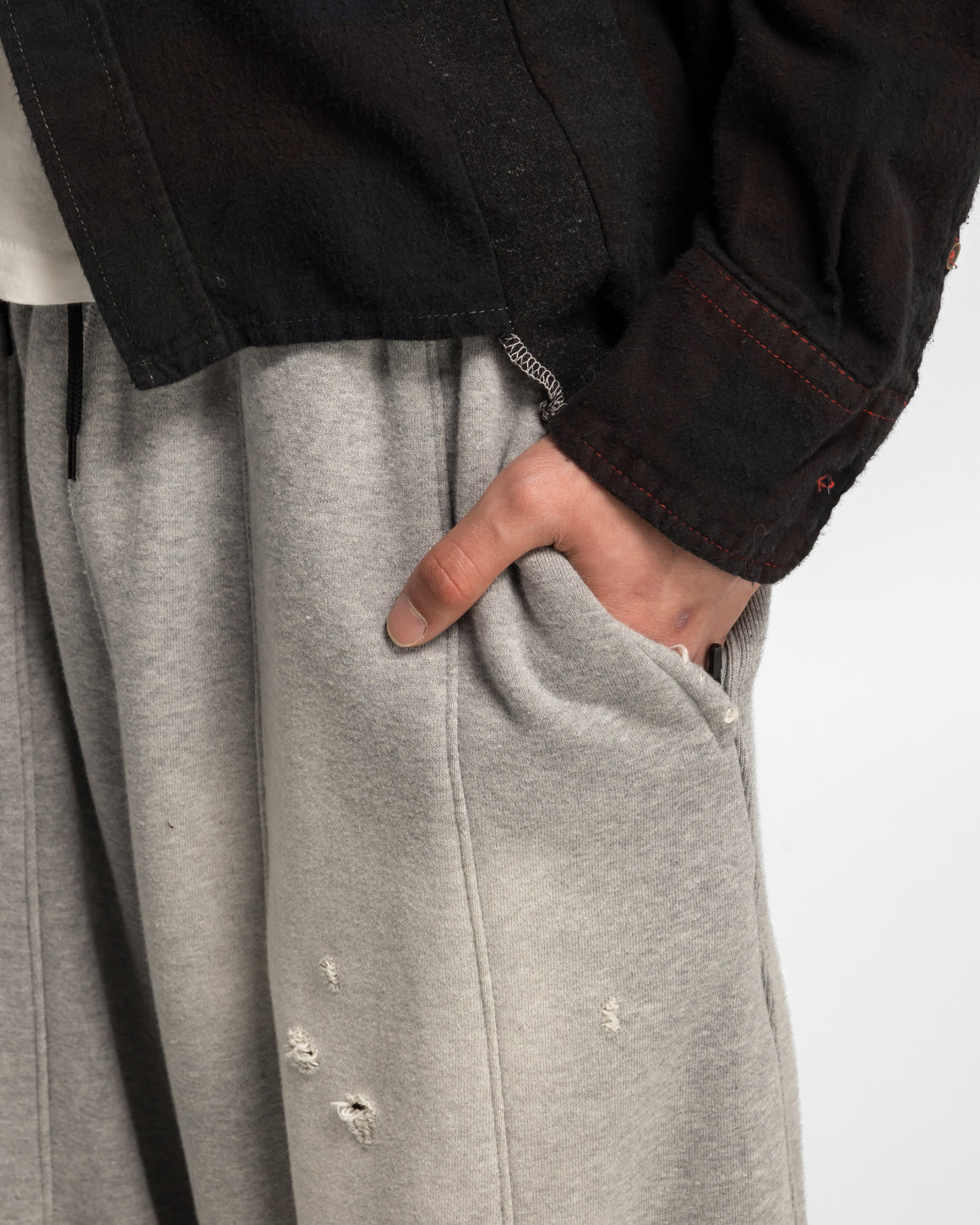 Needles - Deconstructed H.D. Sweat Pant - Heather Grey - UP THERE