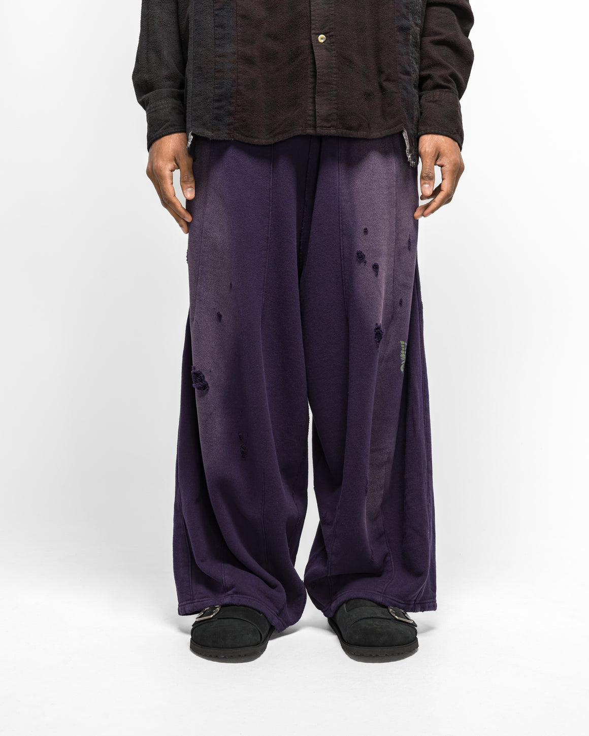Needles - Deconstructed H.D. Sweat Pant - Purple Cotton French Terry - UP THERE