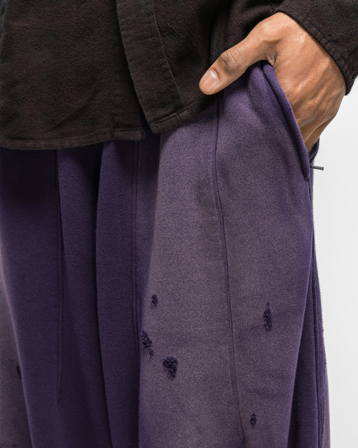 Needles - Deconstructed H.D. Sweat Pant - Purple Cotton French Terry - UP THERE