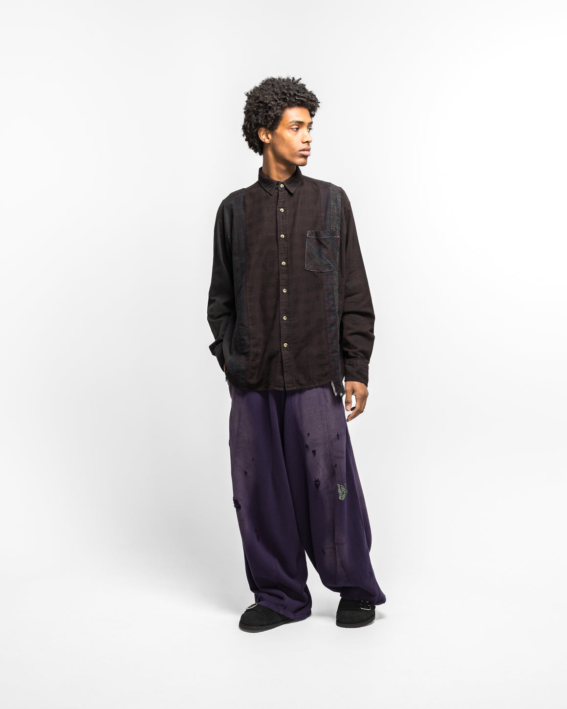 Needles - Deconstructed H.D. Sweat Pant - Purple Cotton French Terry - UP THERE