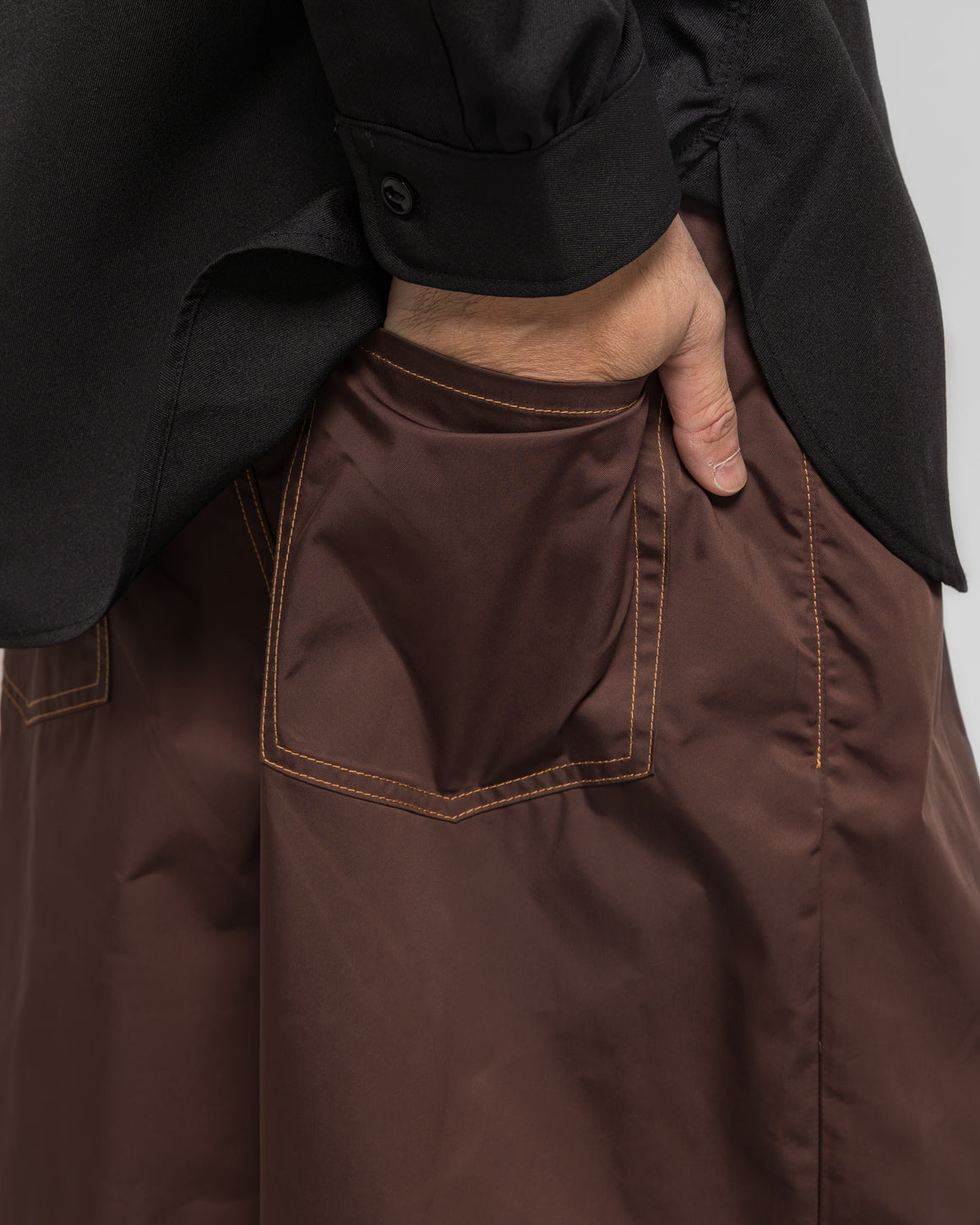 Needles - H.D. Memory Poly Taffeta Jean - Brown - UP THERE