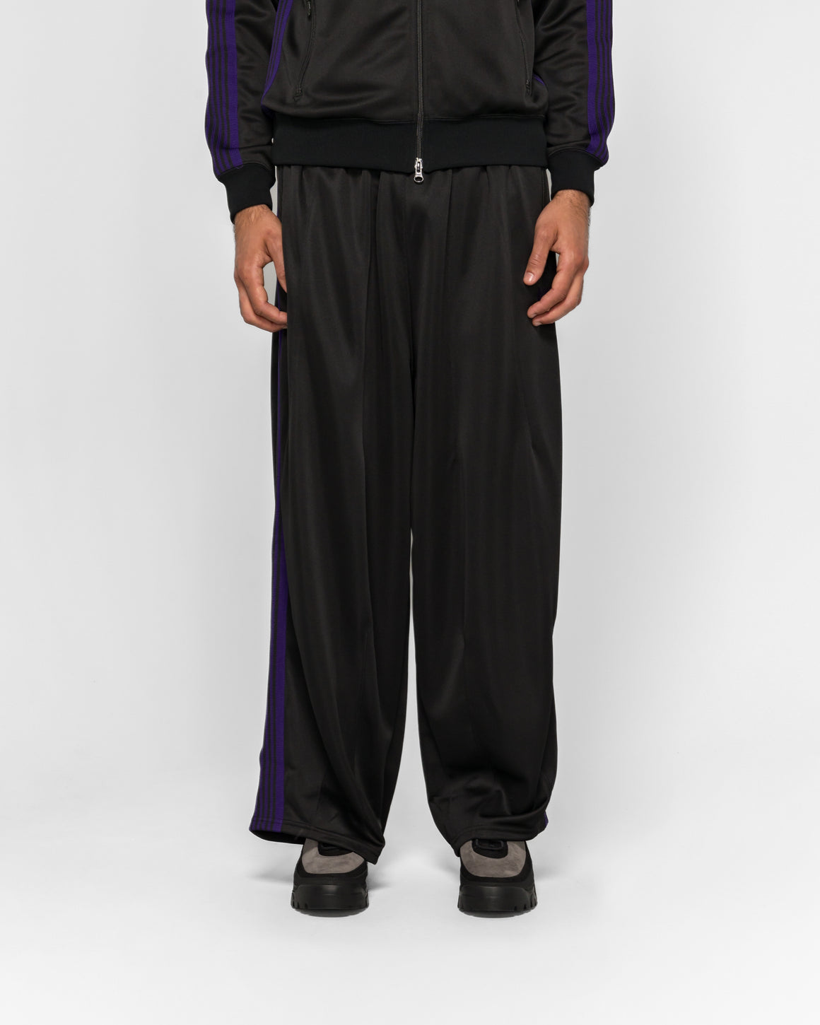 Needles - H.D. Track Pant - Black Poly Smooth - UP THERE