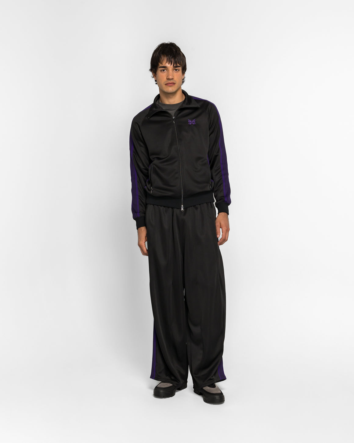 Needles - H.D. Track Pant - Black Poly Smooth - UP THERE