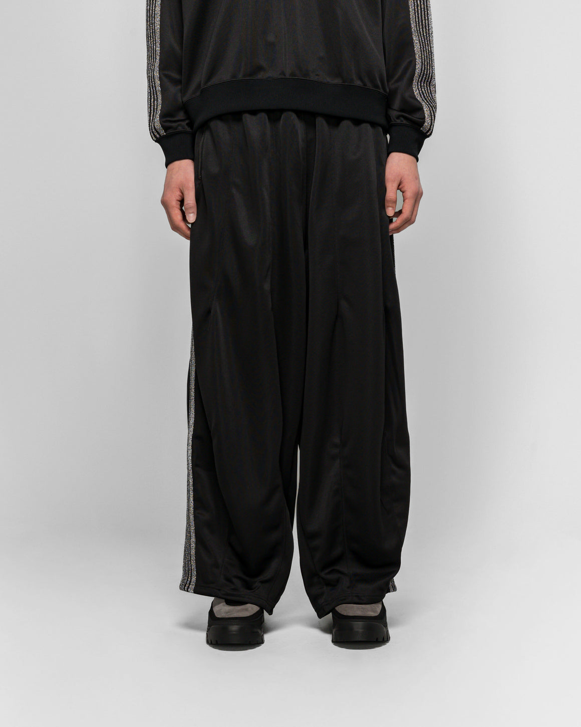 Needles - H.D. Track Pant x UP THERE - Black/Silver Poly Smooth - UP THERE
