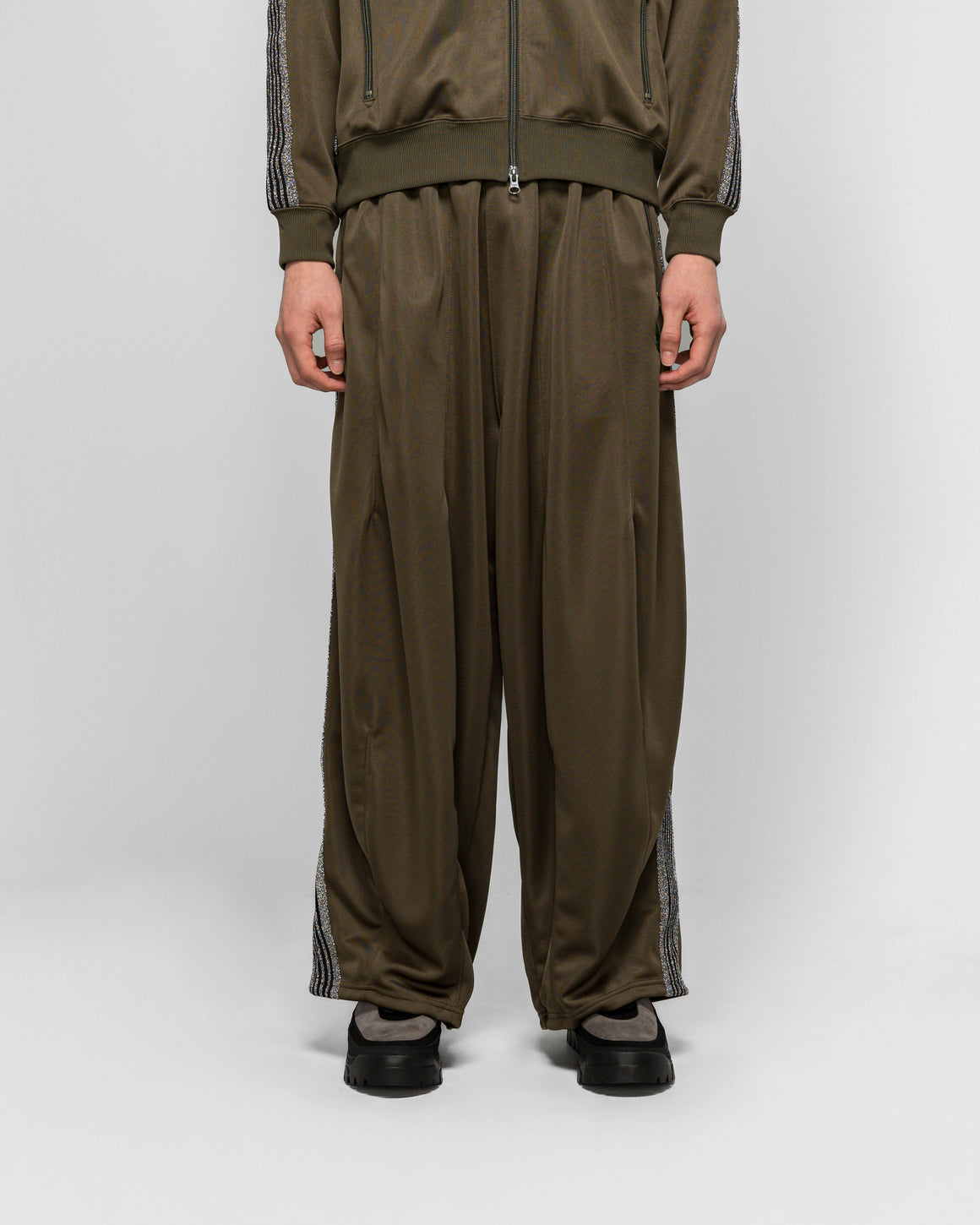 Needles - H.D. Track Pant x UP THERE - Olive/Silver Poly Smooth - UP THERE
