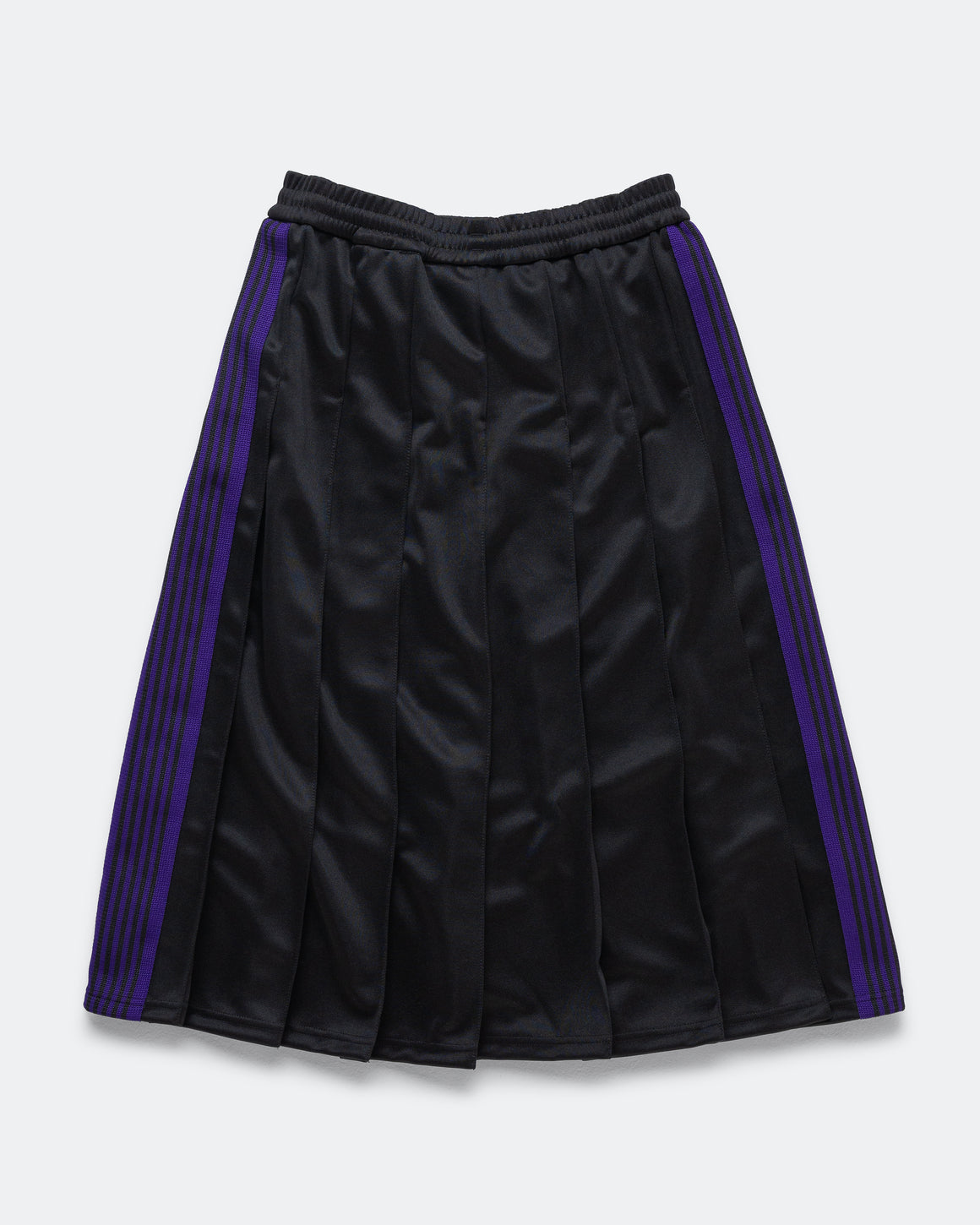 Needles - Pleated Track Skirt - Black Poly Smooth - UP THERE