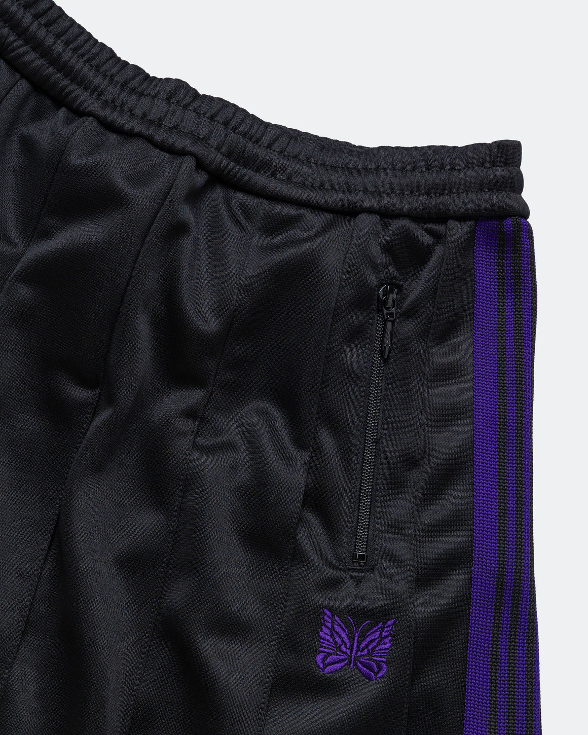 Needles - Pleated Track Skirt - Black Poly Smooth - UP THERE