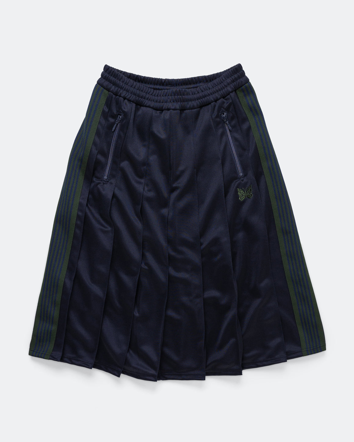 Needles - Pleated Track Skirt - Navy Poly Smooth - UP THERE