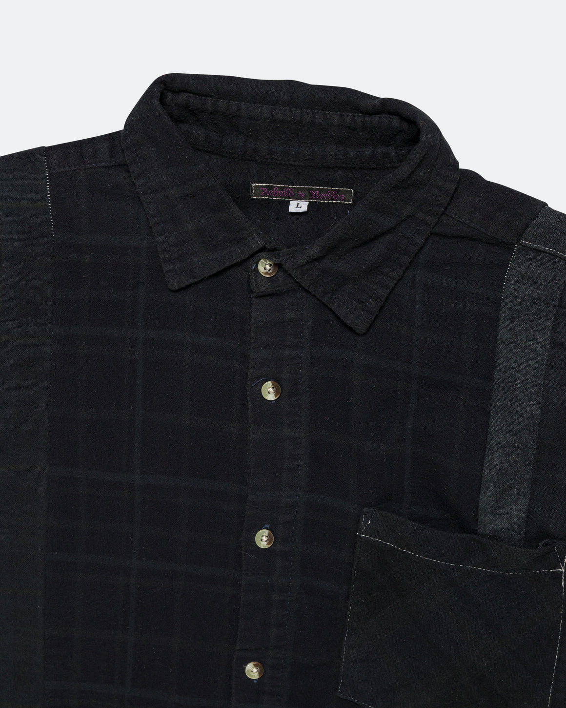 Needles - Rebuild Flannel Shirt 7 Cuts Shirt Over Dye FW26 - Black Large #2 - UP THERE
