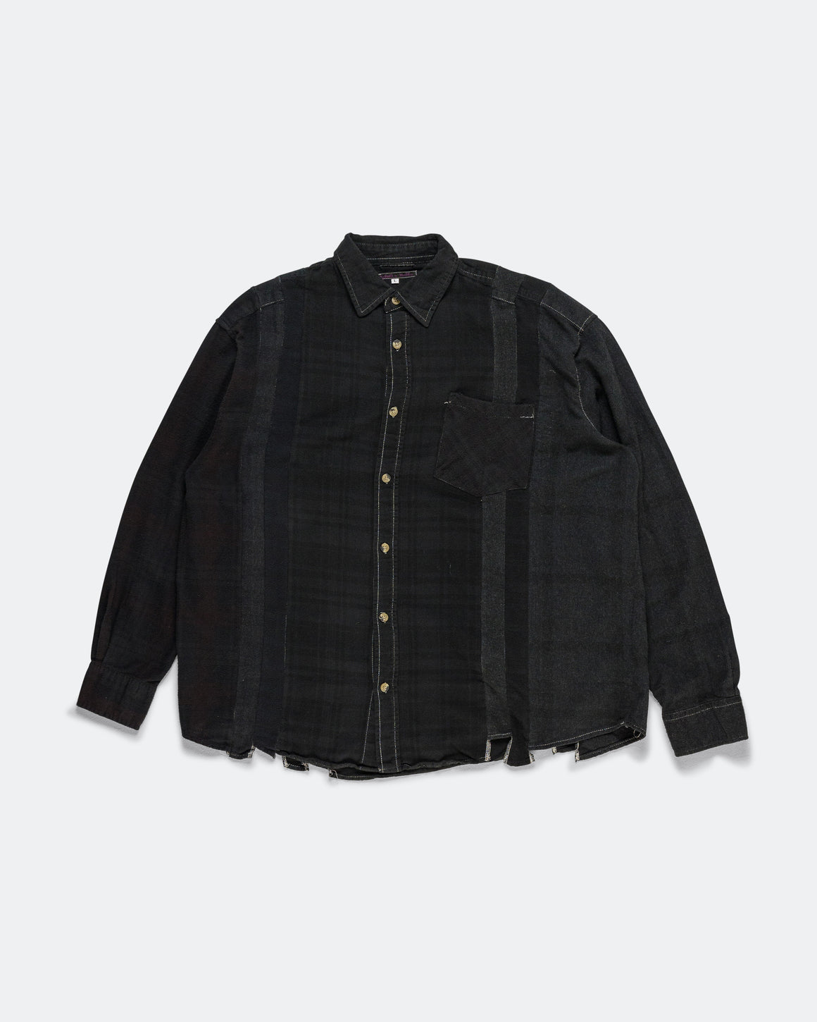 Needles - Rebuild Flannel Shirt 7 Cuts Shirt Over Dye FW26 - Black Large #3 - UP THERE