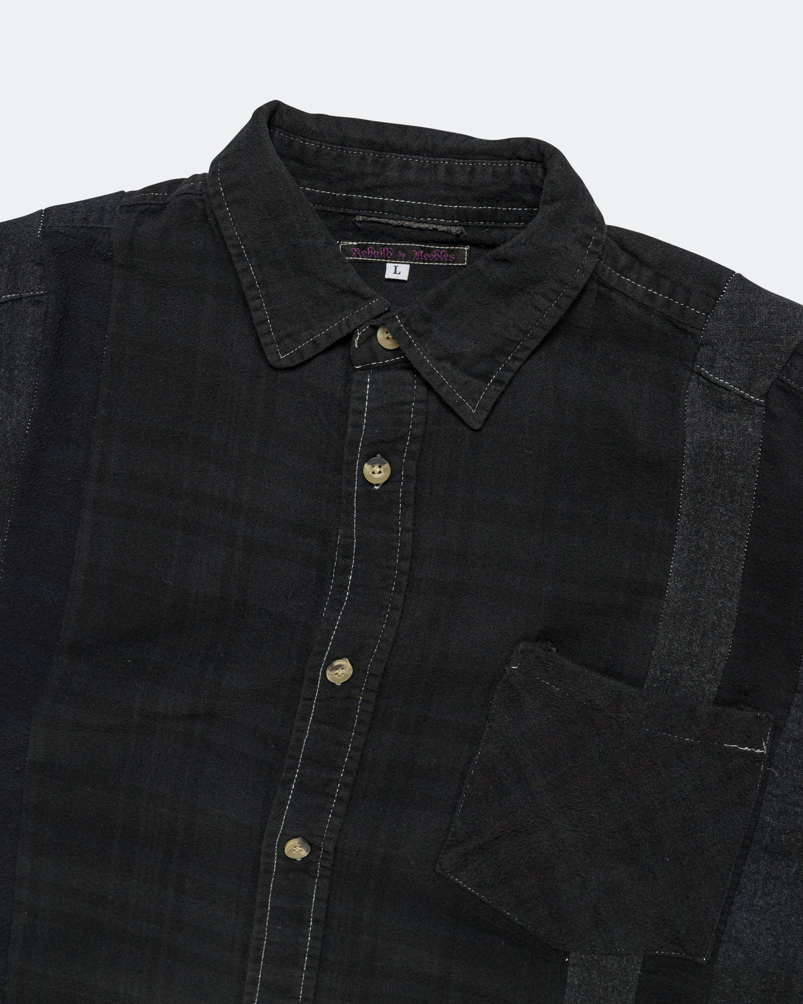 Needles - Rebuild Flannel Shirt 7 Cuts Shirt Over Dye FW26 - Black Large #3 - UP THERE
