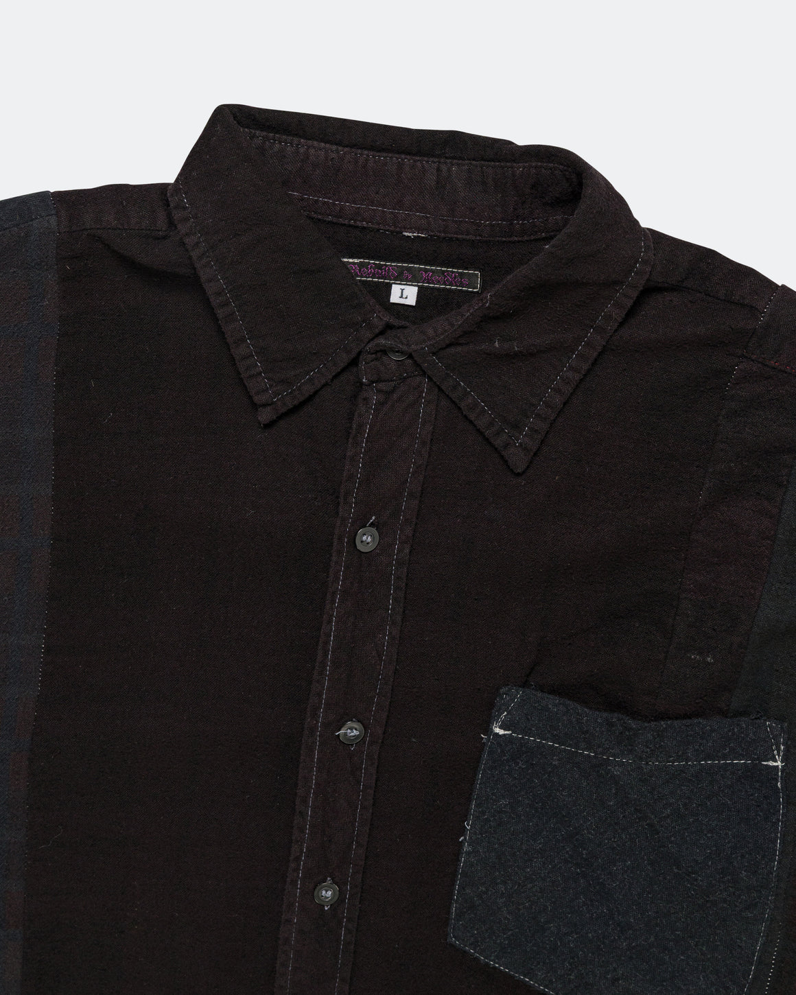 Needles - Rebuild Flannel Shirt 7 Cuts Shirt Over Dye FW26 - Black Large #4 - UP THERE